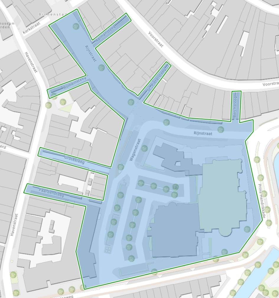 Overzicht van de straten waar het samenscholingsverbod geldt.